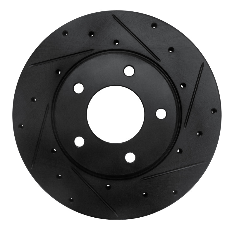 Mazda 626 Brake Rotor (1) - Front Right - R1 Concepts - Drilled & Slotted - Black - `92-`03